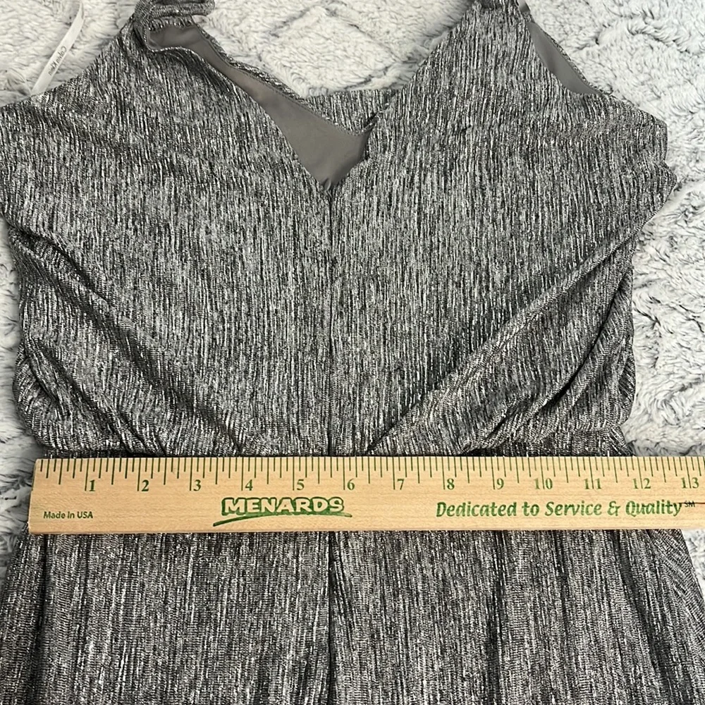 Calvin Klein Metallic Silver Spaghetti Strap evening Dress Size 4 - Picture 7 of 9